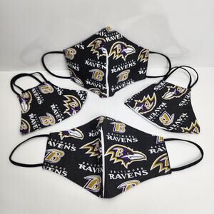 NFL Baltimore Ravens Logo Face Mask Black, Gold, Purple & White Large Size 4 Pk
